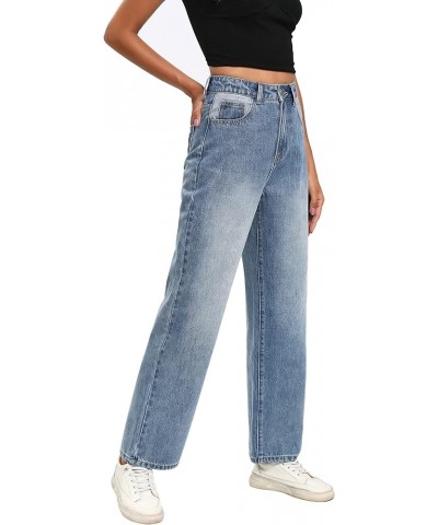 High Waist Women Wide Leg Baggy Jeans Boyfriends Stretch Denim Pants Blue $27.72 Jeans