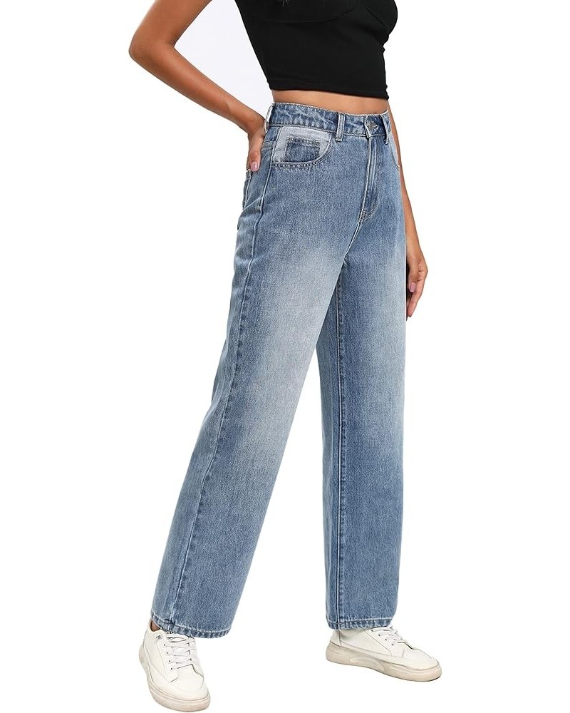 High Waist Women Wide Leg Baggy Jeans Boyfriends Stretch Denim Pants Blue $27.72 Jeans