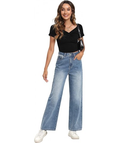 High Waist Women Wide Leg Baggy Jeans Boyfriends Stretch Denim Pants Blue $27.72 Jeans