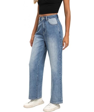 High Waist Women Wide Leg Baggy Jeans Boyfriends Stretch Denim Pants Blue $27.72 Jeans