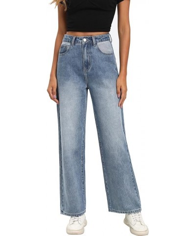 High Waist Women Wide Leg Baggy Jeans Boyfriends Stretch Denim Pants Blue $27.72 Jeans