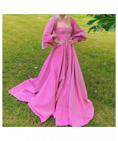 Long Puffy Sleeve Prom Dresses Princess Ball Gown for Women Satin Formal Party Wedding Evening Dress purple $37.74 Dresses