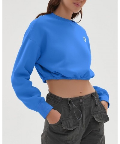 Women Oversized Cropped Sweatshirt Fleece Crewneck Pullover Long Sleeve Crop Tops Fall Winter Oufits Clothes Dodger Blue $11....