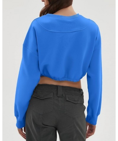 Women Oversized Cropped Sweatshirt Fleece Crewneck Pullover Long Sleeve Crop Tops Fall Winter Oufits Clothes Dodger Blue $11....