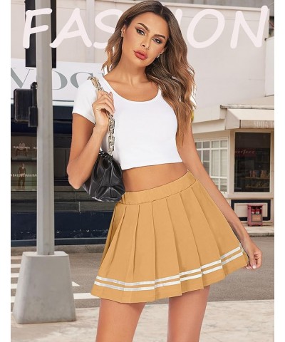 Womens Pleated Skirt School Uniform Skirt Mini Skirt Pleated Cheer Skirt Khaki $11.20 Skirts