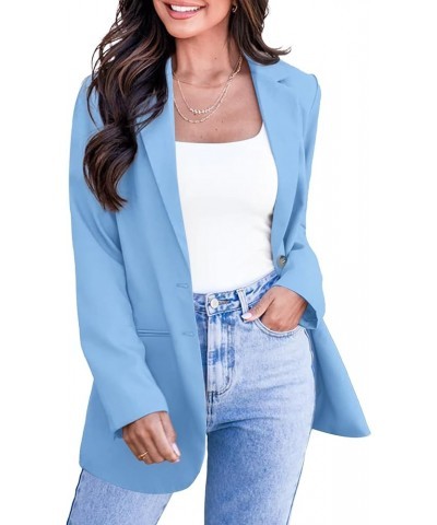 Oversized Blazers for Women Long Sleeve Open Front Casual Blazer Jackets Lapel Button Suit Jacket with Pockets Sky Blue $23.2...