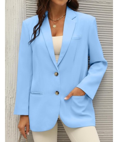 Oversized Blazers for Women Long Sleeve Open Front Casual Blazer Jackets Lapel Button Suit Jacket with Pockets Sky Blue $23.2...