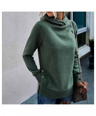 Womens Fleece Lined Thick High Cowl Neck Hooded Drawstring Warm Hoodies Hoody Pullover Sweatshirt Green $13.99 Hoodies & Swea...