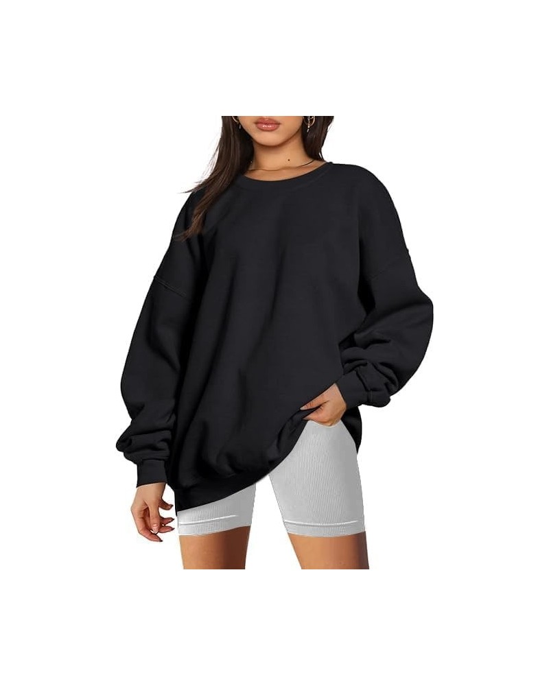 Women's Casual Letter Graphic Print Round Neck Long Sleeve Pullover Sweatshirt Black-b $10.07 Hoodies & Sweatshirts