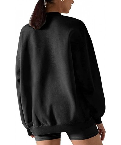 Women's Casual Letter Graphic Print Round Neck Long Sleeve Pullover Sweatshirt Black-b $10.07 Hoodies & Sweatshirts