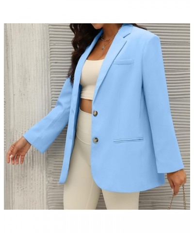 Oversized Blazers for Women Long Sleeve Open Front Casual Blazer Jackets Lapel Button Suit Jacket with Pockets Sky Blue $23.2...