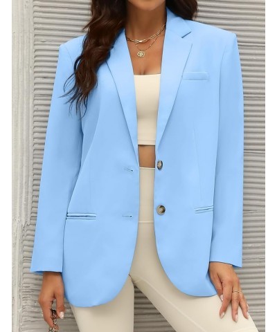 Oversized Blazers for Women Long Sleeve Open Front Casual Blazer Jackets Lapel Button Suit Jacket with Pockets Sky Blue $23.2...