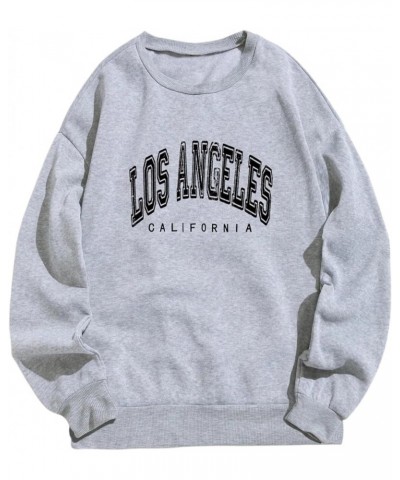 Los Angeles Hoodies for Women Y2k Graphic Long Sleeve Pullover Sweatshirt Oversized Casual Cute Tops with Pockets B-gray $5.5...