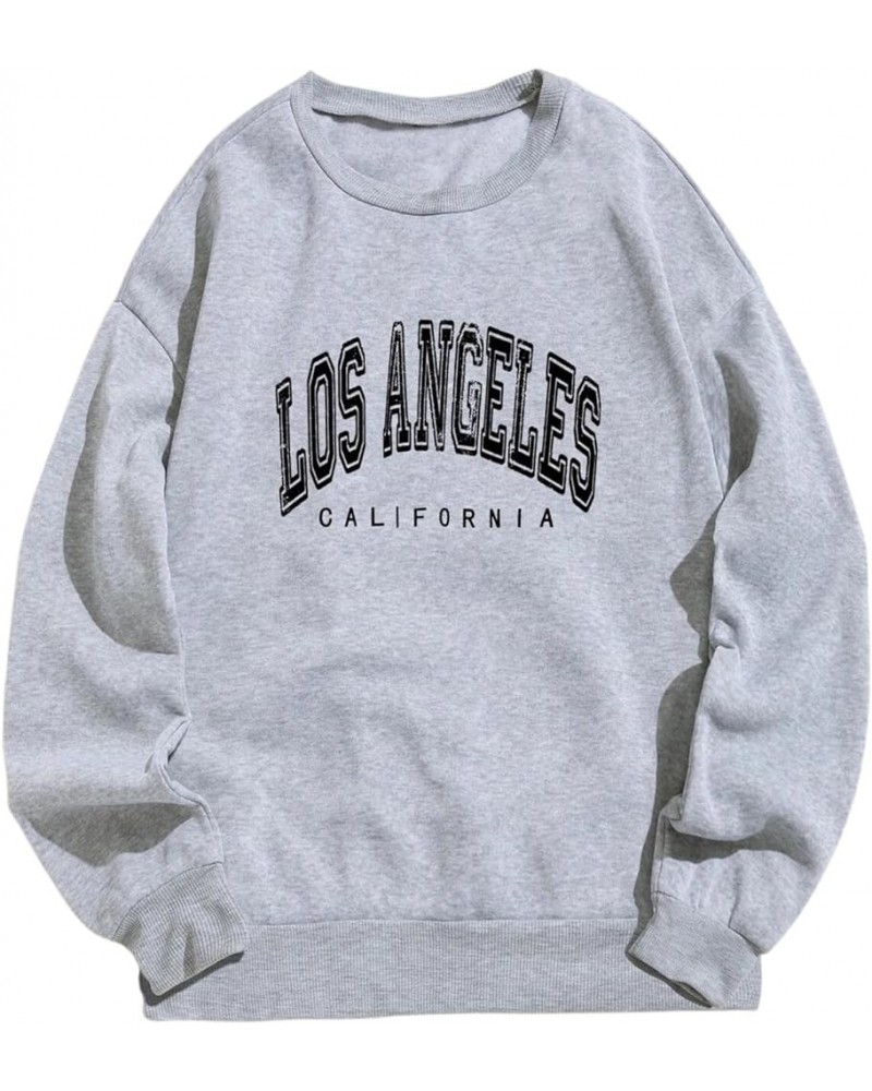 Los Angeles Hoodies for Women Y2k Graphic Long Sleeve Pullover Sweatshirt Oversized Casual Cute Tops with Pockets B-gray $5.5...