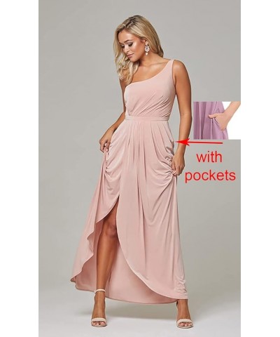 Women's One Shoulder Bridesmaid Dresses with Slit Long Chiffon Formal Evening Gown NB001 Sage $35.09 Dresses