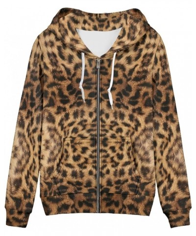 Regular Womens Zip Up Hoodies with Pocket Comfy Soft Fall Winter Plus Size Hooded Sweatshirt Ladies Sport Coat Leopard Print ...