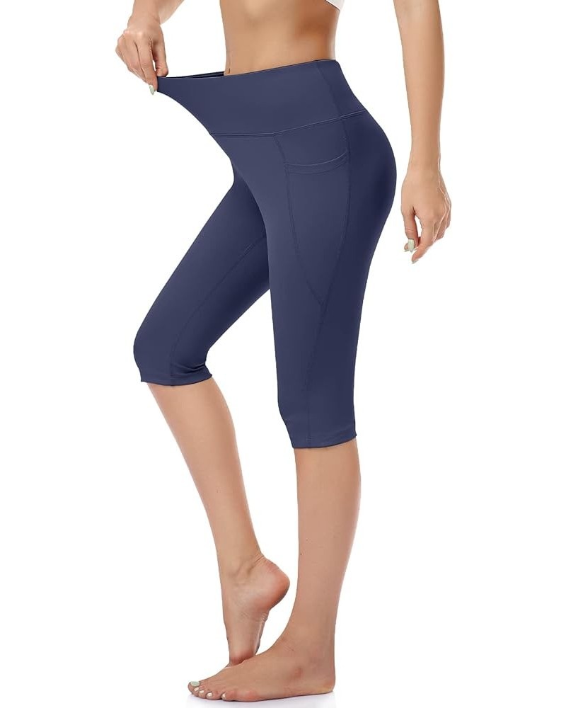 Women's Yoga Pants with Pockets High Waist Stretch Pants Tummy Control Workout Pants Navy Blue $18.27 Pants