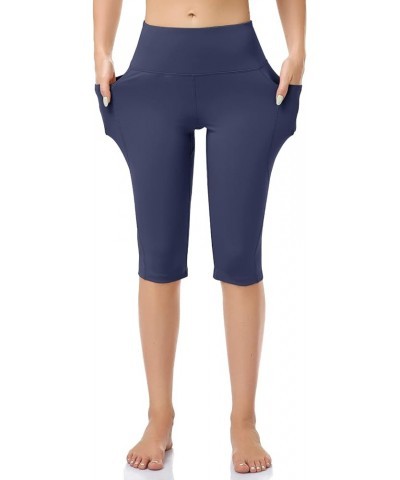 Women's Yoga Pants with Pockets High Waist Stretch Pants Tummy Control Workout Pants Navy Blue $18.27 Pants