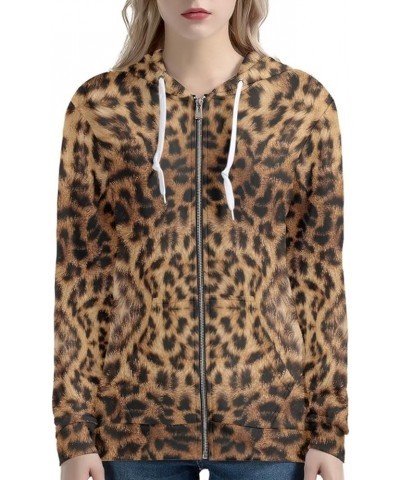 Regular Womens Zip Up Hoodies with Pocket Comfy Soft Fall Winter Plus Size Hooded Sweatshirt Ladies Sport Coat Leopard Print ...