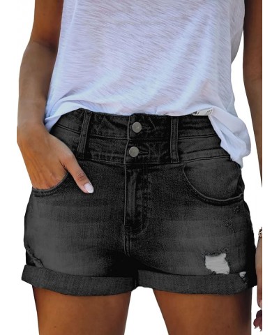 Women Mid Rise Distressed Cuffed Rolled Hem Casual Denim Jeans Shorts Gray $16.08 Shorts