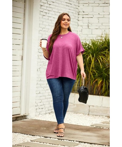 Women Oversized T-Shirt Summer Casual Short Sleeve Loose Tee Tops Rose Red $12.99 T-Shirts