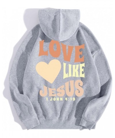 Women's Christian Hoodie Loves Like Jesus Casual Graphic Fleece Oversized Sweatshirts Long Sleeve Hooded Pullover Streetwear ...