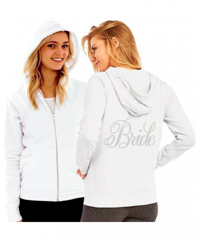 Bride Hoodie Zip Up - Bridal Party Full Zip Lightweight Cotton Hoodies - Bridesmaid Sweatshirt Gift Bride (White) $14.98 Hood...