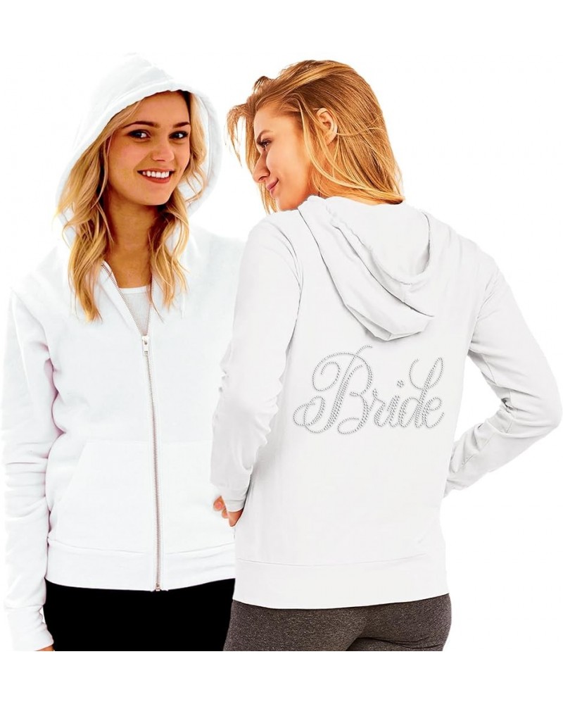 Bride Hoodie Zip Up - Bridal Party Full Zip Lightweight Cotton Hoodies - Bridesmaid Sweatshirt Gift Bride (White) $14.98 Hood...