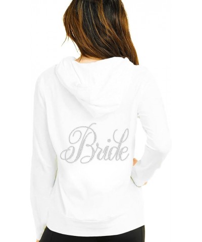 Bride Hoodie Zip Up - Bridal Party Full Zip Lightweight Cotton Hoodies - Bridesmaid Sweatshirt Gift Bride (White) $14.98 Hood...