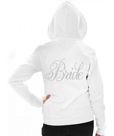 Bride Hoodie Zip Up - Bridal Party Full Zip Lightweight Cotton Hoodies - Bridesmaid Sweatshirt Gift Bride (White) $14.98 Hood...