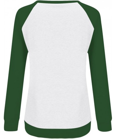 Women's St Patrick's Day T Shirts Green Clover Long Sleeve Tops Funny Plus Size Outfit 2024 Crewneck Sweatshirt 06-fluorescen...