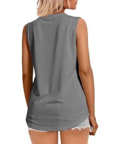 Womens Tank Tops Summer Sleeveless V Neck T Shirts Casual Tunic Tops for Leggings Loose Fit Grey $10.39 Tanks