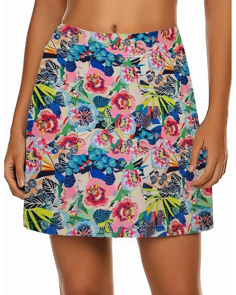 Women's Active Performance Skort Lightweight Skirt for Running Tennis Golf Workout Sports A-pink Floral $13.44 Skirts