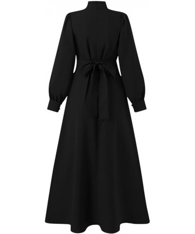 Juniors Long Sleeve Dresses Dresses Homecoming Dresses for Women Crew Neck Formal Dressy Muslim Maxi Long Dresses E-637 Black...