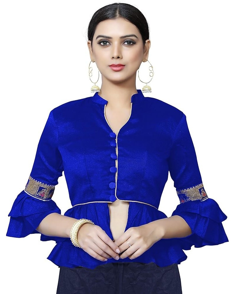 Women's Blouse for Saree Readymade Bollywood Designer New Indian Party Wear Padded Crop Top Choli Royal Blue 9 $25.20 Blouses