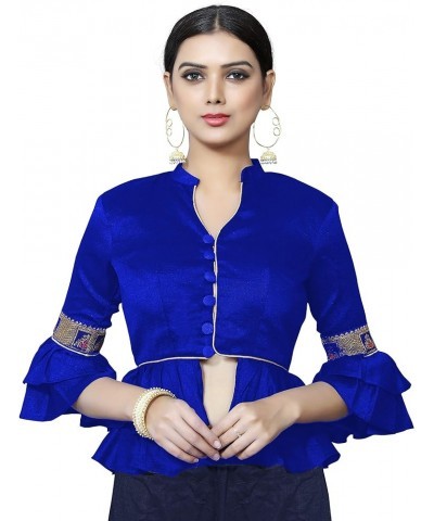 Women's Blouse for Saree Readymade Bollywood Designer New Indian Party Wear Padded Crop Top Choli Royal Blue 9 $25.20 Blouses