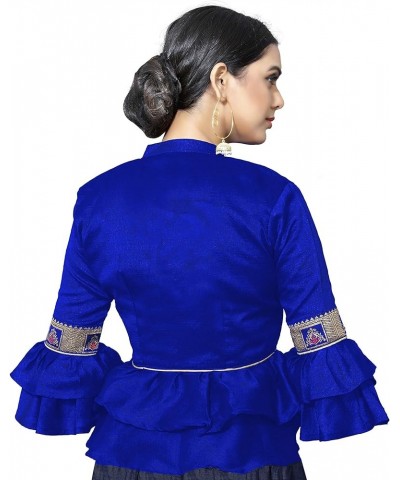 Women's Blouse for Saree Readymade Bollywood Designer New Indian Party Wear Padded Crop Top Choli Royal Blue 9 $25.20 Blouses