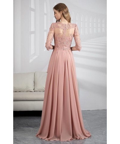 Long Mother of The Bride Dresses for Wedding with Sleeves Lace Appliques A-line Chiffon Formal Evening Gowns Wisteria $39.95 ...