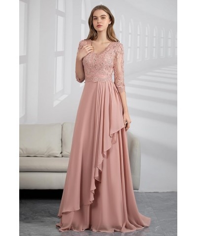 Long Mother of The Bride Dresses for Wedding with Sleeves Lace Appliques A-line Chiffon Formal Evening Gowns Wisteria $39.95 ...