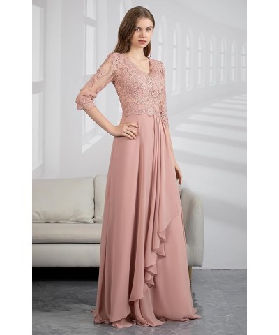 Long Mother of The Bride Dresses for Wedding with Sleeves Lace Appliques A-line Chiffon Formal Evening Gowns Wisteria $39.95 ...