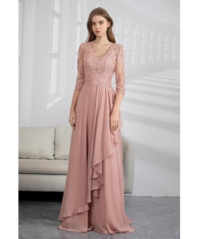 Long Mother of The Bride Dresses for Wedding with Sleeves Lace Appliques A-line Chiffon Formal Evening Gowns Wisteria $39.95 ...