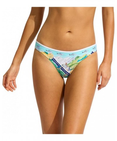 Women's Standard Hipster Full Coverage Bikini Bottom Swimsuit Wish You Were Here Atoll Blue $16.10 Swimsuits