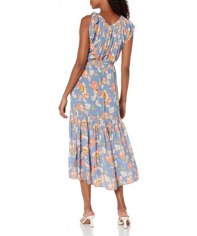 Women's Peony Tossed Floral Midi Dress Slate Blue Multi $57.73 Dresses