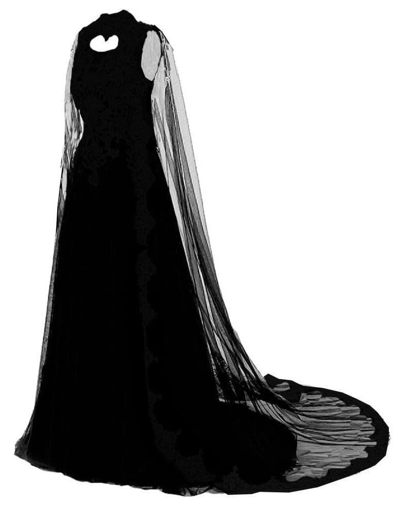 Gold Lace Vintage Long Prom Evening Dresses Wedding Gowns with Cape All Black $84.28 Dresses