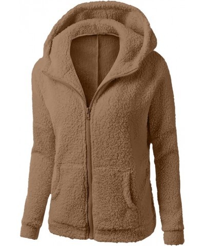 Sherpa Jackets for Women Zip Up Hoodies Fleece Long Sleeve Winter Coats Fall Solid Color Sweaters Fuzzy Outwear Coats A08-yel...