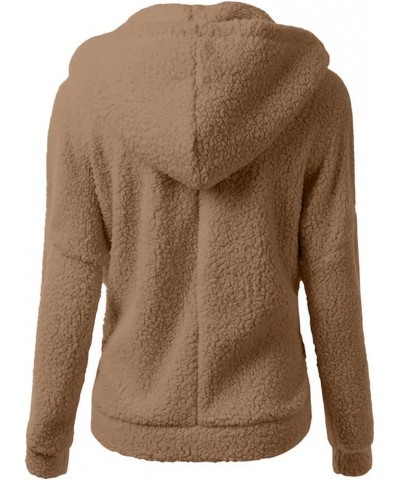 Sherpa Jackets for Women Zip Up Hoodies Fleece Long Sleeve Winter Coats Fall Solid Color Sweaters Fuzzy Outwear Coats A08-yel...