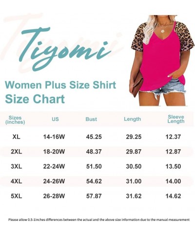 Plus Size Tops for Women Short Sleeve Color Block Raglan Sexy V Neck Shirts Tunic Spring Summer XL-5XL 14W-28W 6_ Hot Pink _ ...