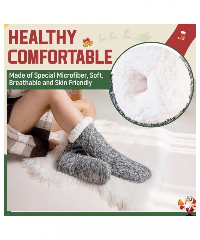 Womens Fuzzy Slipper Socks Winter Thermal Snowflake Fleece Lining Christmas Stockings Fluffy Warm Indoor Home Socks Knit B-gr...