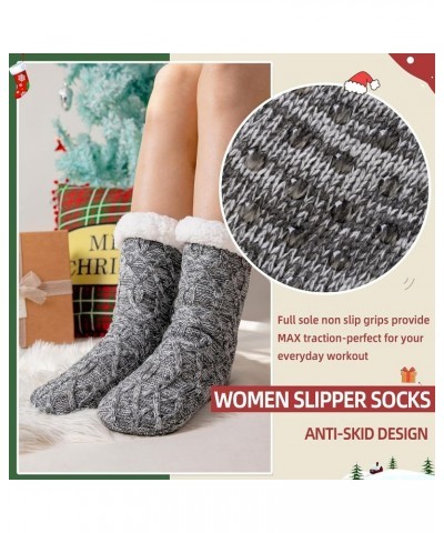 Womens Fuzzy Slipper Socks Winter Thermal Snowflake Fleece Lining Christmas Stockings Fluffy Warm Indoor Home Socks Knit B-gr...