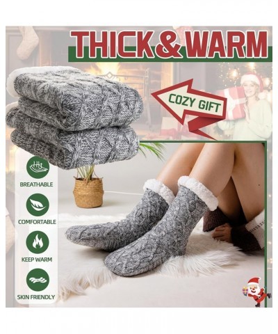 Womens Fuzzy Slipper Socks Winter Thermal Snowflake Fleece Lining Christmas Stockings Fluffy Warm Indoor Home Socks Knit B-gr...